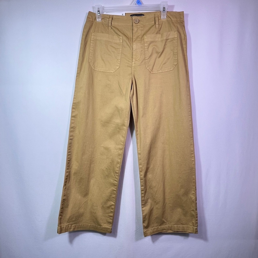 Social Standard by Sanctuary Juliet Crop Tan Twill Wide Leg Pants Womens 6 NEW